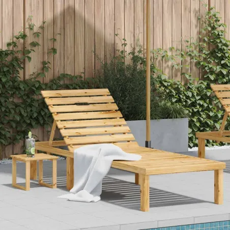 Chaise longue de jardin avec table Bois de pin imprégné