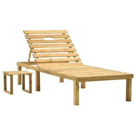 Chaise longue de jardin avec table Bois de pin imprégné