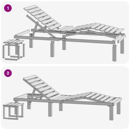 Chaise longue de jardin avec table Bois de pin imprégné