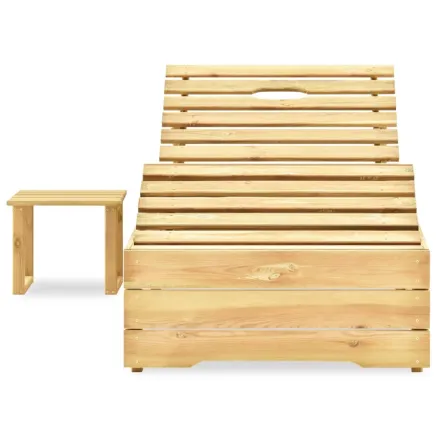 Chaise longue avec table Bois de pin imprégné de vert 2