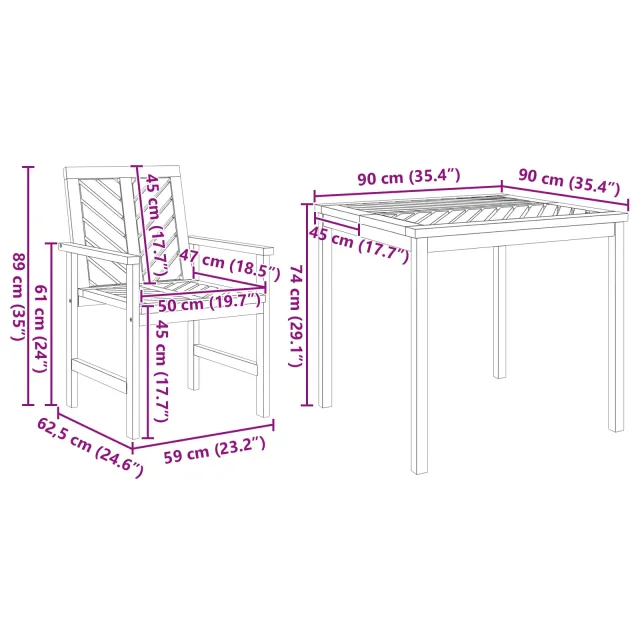 Ensemble de salle à manger pour jardin 3 pcs Marron