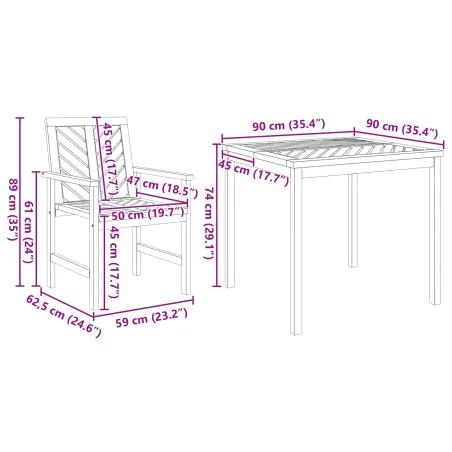 Ensemble de salle à manger pour jardin 5 pcs Marron