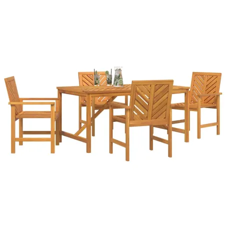 Ensemble de salle à manger pour jardin 5 pcs Marron