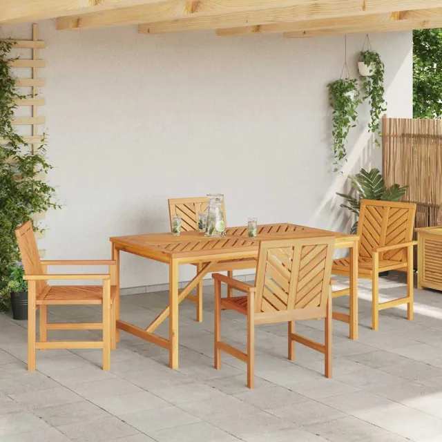 Ensemble de salle à manger pour jardin 5 pcs Marron