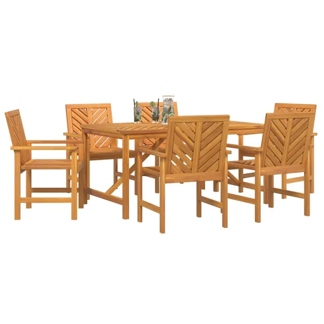 Ensemble de salle à manger pour jardin 7 pcs Marron