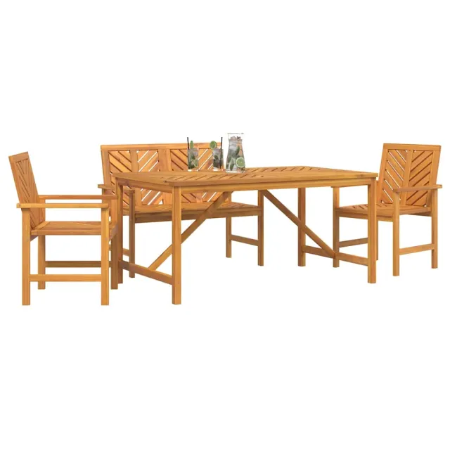 Ensemble de salle à manger pour jardin 4 pcs Marron
