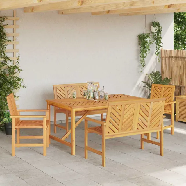 Ensemble de salle à manger pour jardin 5 pcs Marron