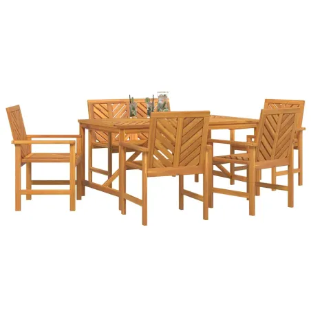 Ensemble de salle à manger pour jardin 6 pcs Marron