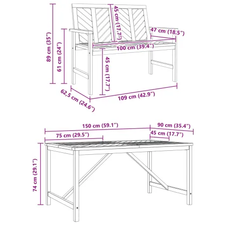 Ensemble de salle à manger pour jardin 3 pcs Marron