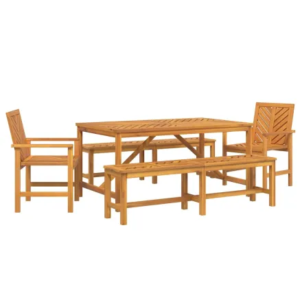 Ensemble de salle à manger pour jardin 5 pcs Marron 2