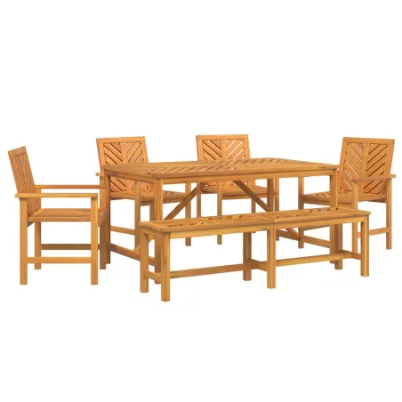 Ensemble de salle à manger pour jardin 6 pcs Marron