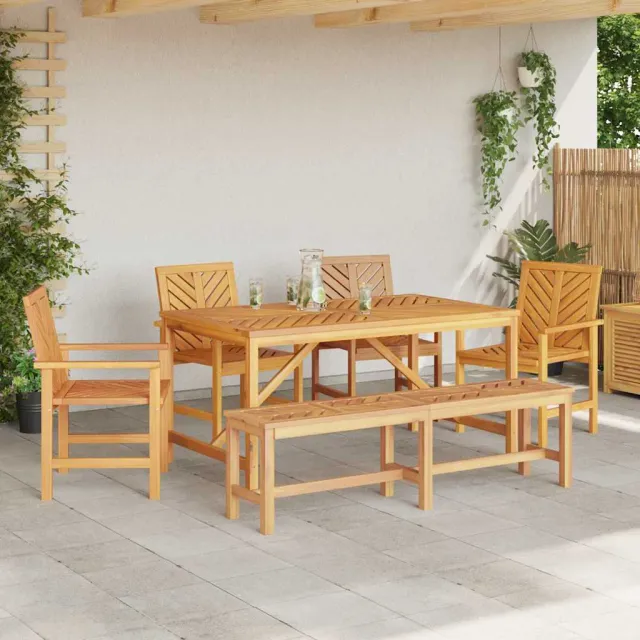 Ensemble de salle à manger pour jardin 6 pcs Marron