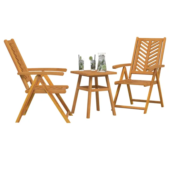 Ensemble de salle à manger pour jardin 3 pcs Marron