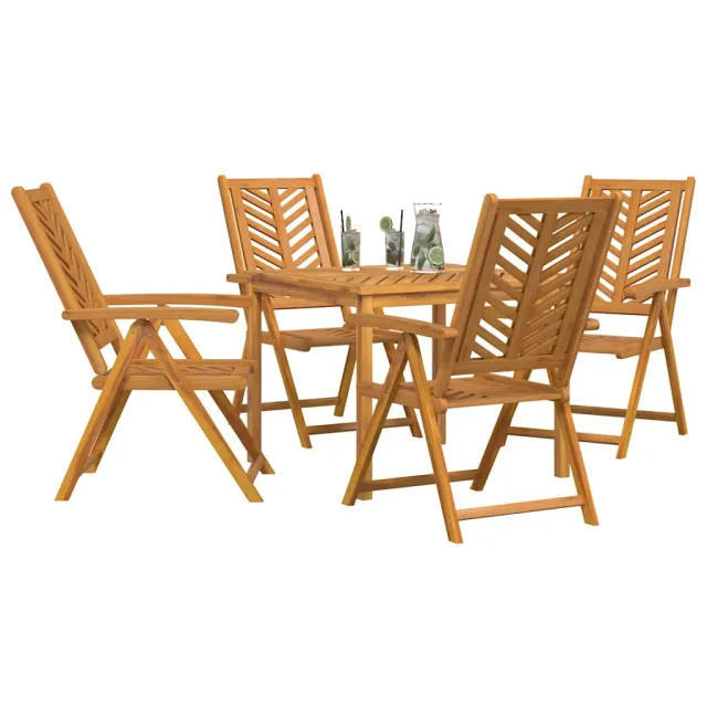 Ensemble de salle à manger pour jardin 5 pcs Marron
