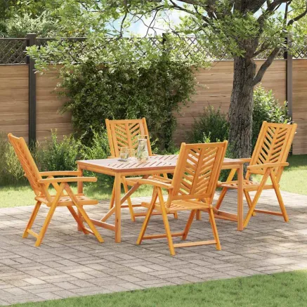 Ensemble de salle à manger pour jardin 5 pcs Marron
