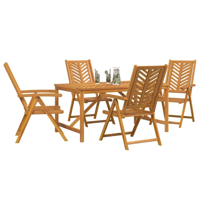 Ensemble de salle à manger pour jardin 5 pcs Marron