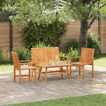 Ensemble de salon de jardin 4 pcs Marron Bois d'Acacia Massif