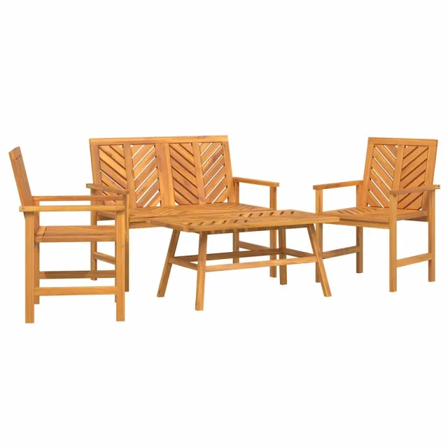 Ensemble de salon de jardin 4 pcs Marron Bois d'Acacia Massif