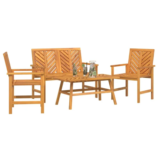 Ensemble de salon de jardin 4 pcs Marron Bois d'Acacia Massif