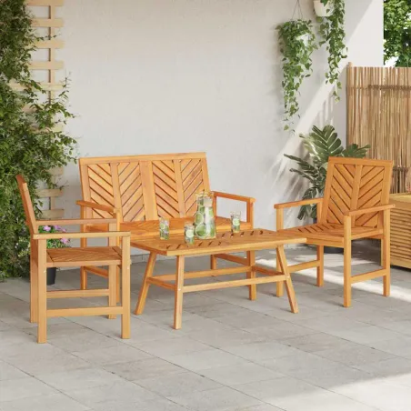 Ensemble de salon de jardin 4 pcs Marron Bois d'Acacia Massif