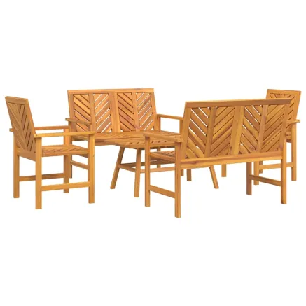 Ensemble de salon de jardin 5 pcs Marron Bois d'Acacia Massif 2