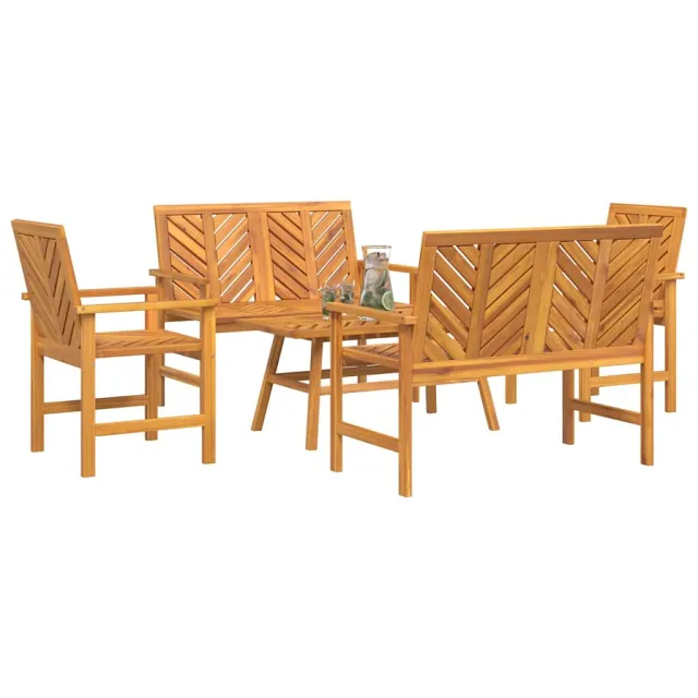 Ensemble de salon de jardin 5 pcs Marron Bois d'Acacia Massif