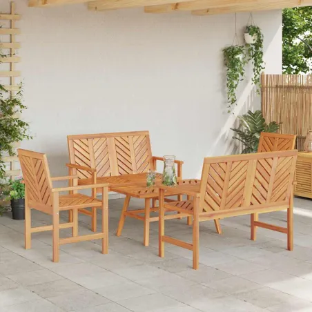 Ensemble de salon de jardin 5 pcs Marron Bois d'Acacia Massif