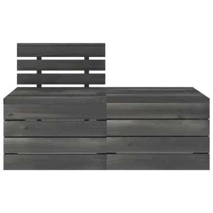 Salon de jardin palette 2 pcs Bois de pin massif Gris foncé 2