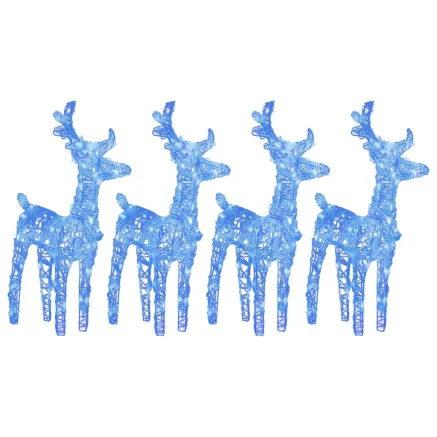Rennes de Noël 4 pcs 160 LED Bleu Acrylique 2
