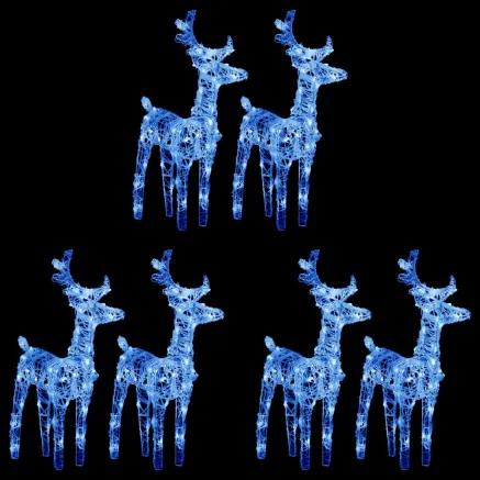 Rennes de Noël 6 pcs 240 LED Bleu Acrylique