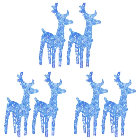 Rennes de Noël 6 pcs 240 LED Bleu Acrylique