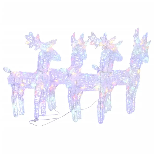 Rennes de Noël 4 pcs 160 LED Multicolore Acrylique