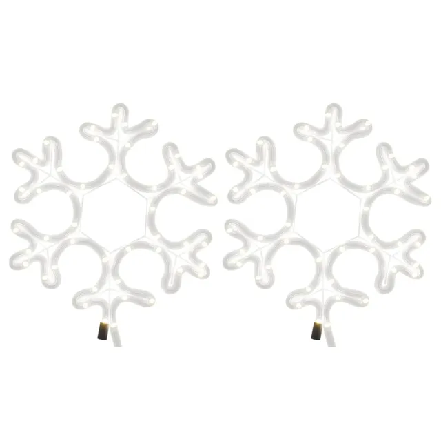 Flocon de neige de Noël avec LED 2 pcs Blanc chaud 27x27 cm