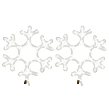 Flocon de neige de Noël avec LED 2 pcs Blanc chaud 27x27 cm