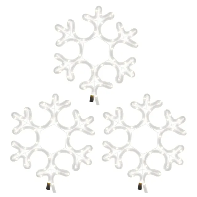 Flocons de neige de Noël avec LED 3 pcs Blanc chaud 27x27 cm