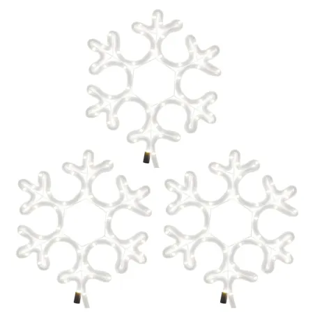 Flocons de neige de Noël avec LED 3 pcs Blanc chaud 27x27 cm