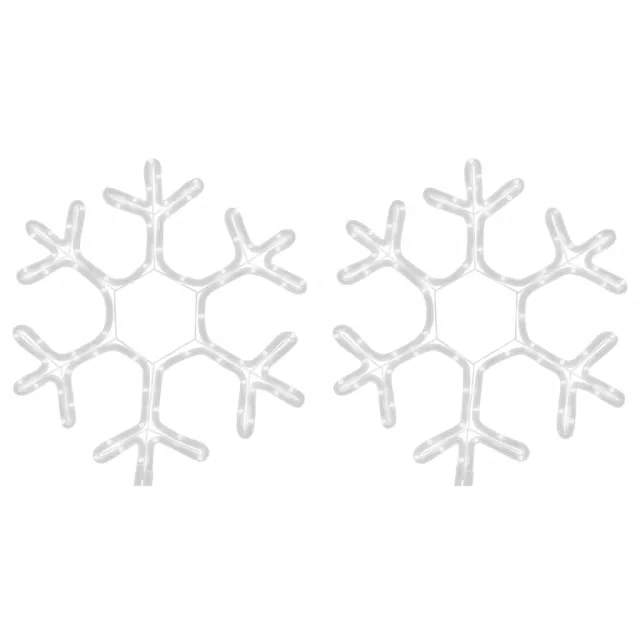 Flocons de neige de Noël avec LED 2 pcs Blanc chaud 38x37 cm