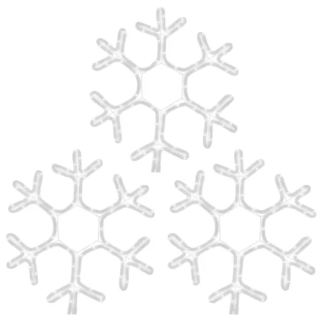 Flocons de neige de Noël avec LED 3 pcs Blanc chaud 38x37 cm