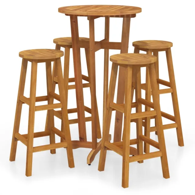 Ensemble de bar de jardin 5 pcs bois d'acacia solide