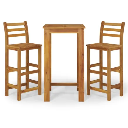 Ensemble de bar de jardin 3 pcs bois d'acacia solide 2