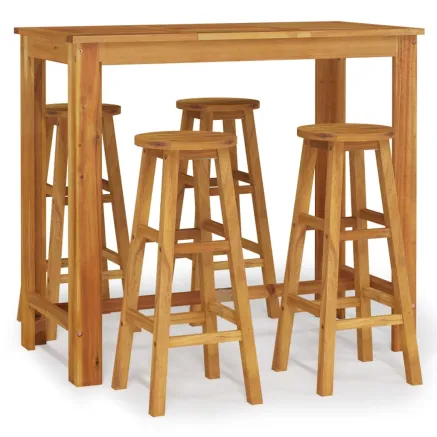 Ensemble de bar de jardin 5 pcs bois d'acacia solide 2