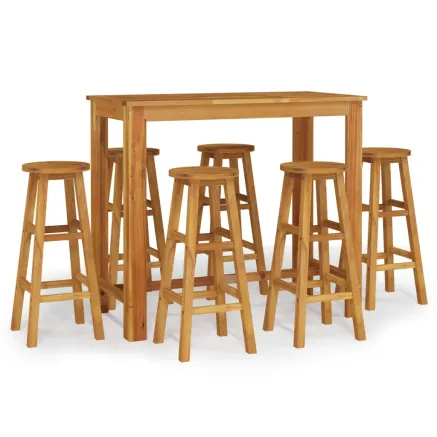 Ensemble de bar de jardin 7 pcs bois d'acacia solide 2