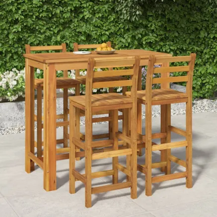 Ensemble de bar de jardin 5 pcs bois d'acacia solide