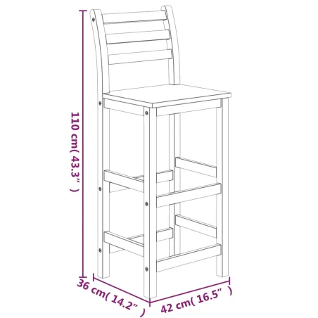 Ensemble de bar de jardin 5 pcs bois d'acacia solide
