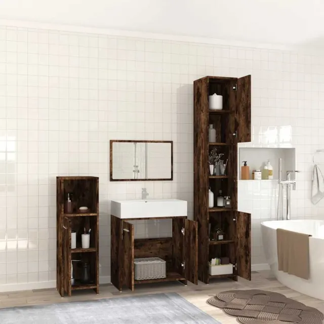 Ensemble de meubles de salle de bain 4 pcs Chêne fumé Bois