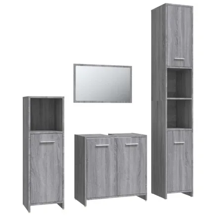 Ensemble de meubles de salle de bain 4 pcs Sonoma gris 2