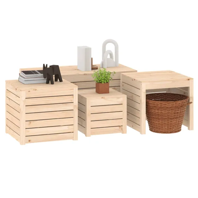 Ensemble de boîtes de jardin 4 pcs bois de pin massif
