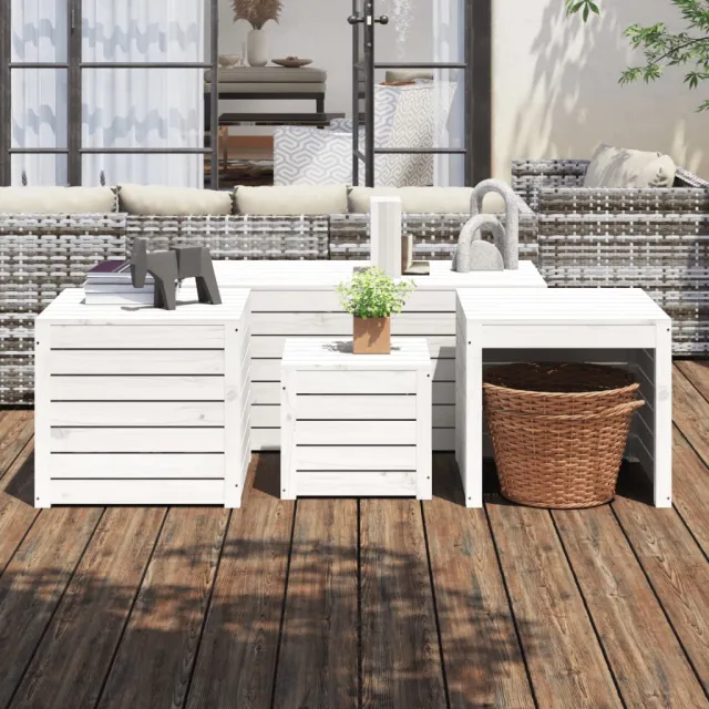 Ensemble de boîtes de jardin 4 pcs blanc bois de pin massif