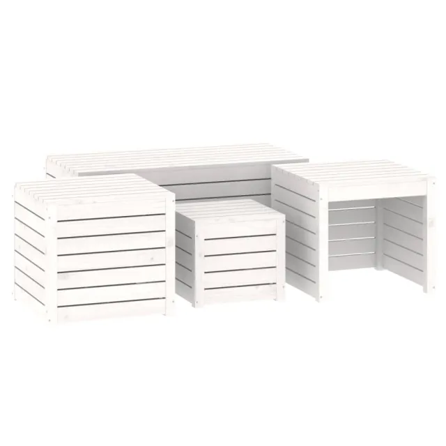 Ensemble de boîtes de jardin 4 pcs blanc bois de pin massif