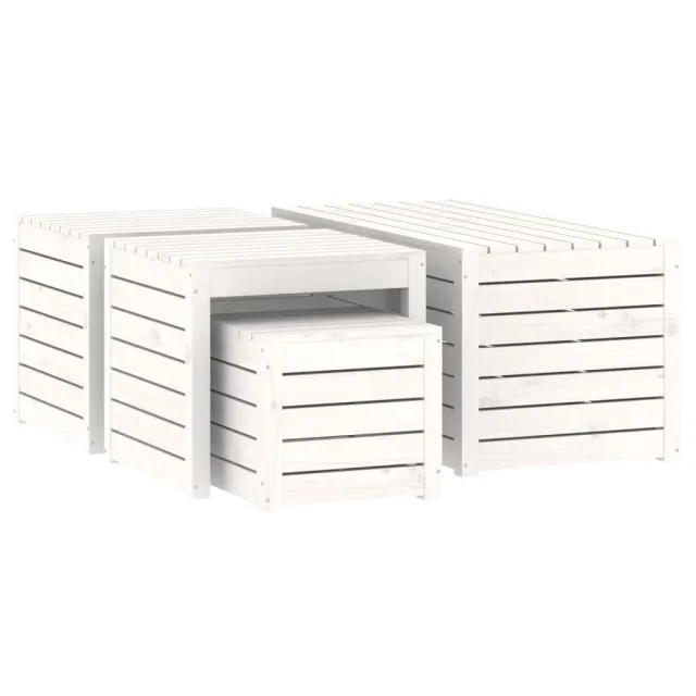 Ensemble de boîtes de jardin 4 pcs blanc bois de pin massif